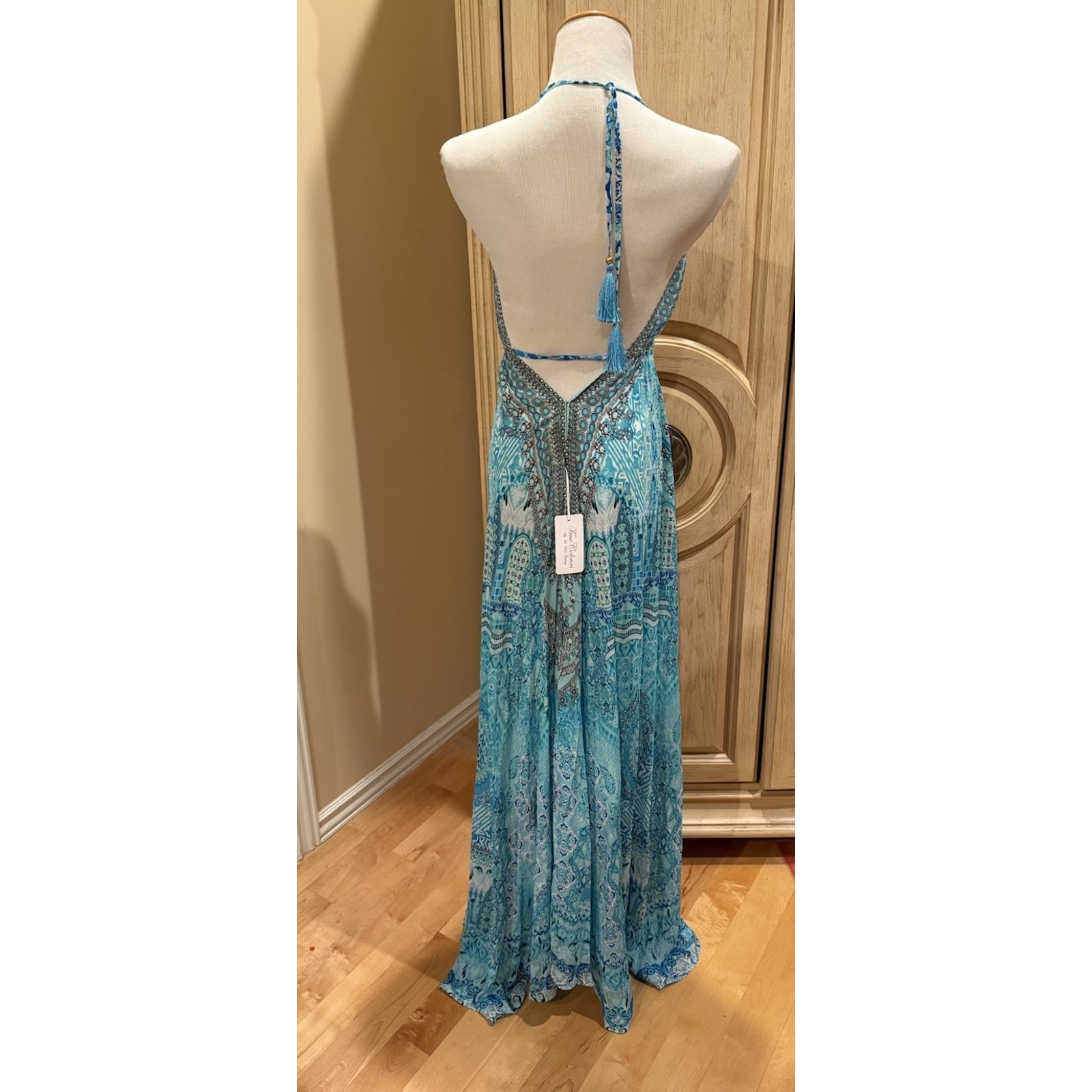 True Colours La Moda High-Low Halter Resort Maxi Dress Sz L/Xl Nwt — image 3 of 7